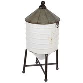 Create a rustic fall display with the help of this White Mini Metal Silo. . Hobby lobby silo